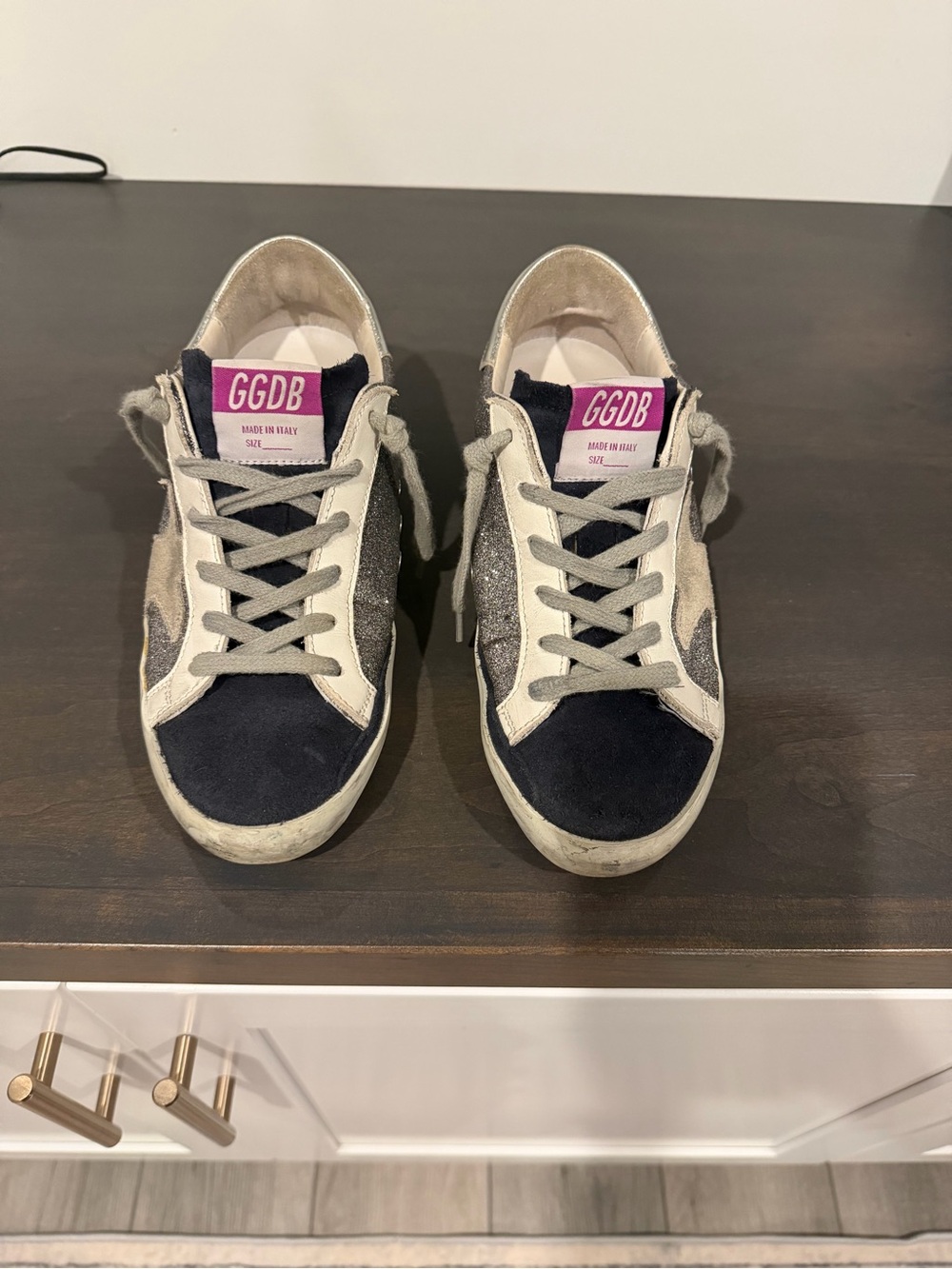 Golden Goose Navy & Silver Superstar Sneakers